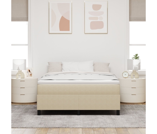 Cama Box Spring  con Colchón Verde Claro Gris 160x200 cm Tela de Corduroy