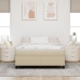 Cama Box Spring  con Colchón Verde Claro Gris 160x200 cm Tela de Corduroy