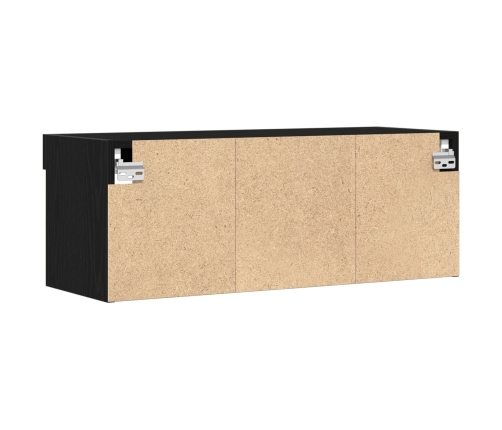 Mueble de TV de pared con luces LED Roble negro 80x30x30 cm