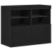 Aparador  con Luces LED Roble Negro 81x37x67 cm