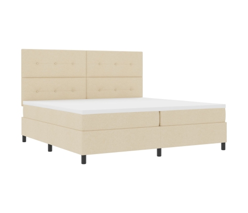 Cama de Box Spring con Colchón Crema 200x200 cm Tela