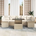 Conjunto de Sofás de Jardín  de 8 Piezas con Cojines Beige de Ratán Poliéster