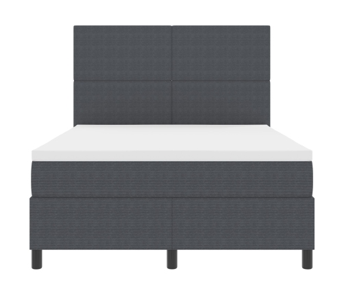 Cama con Caja de Resortes con Colchón Gris Oscuro 140x200 cm Tela de Corduroy