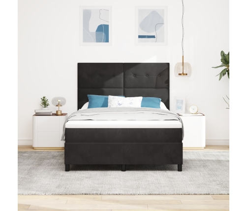 Cama con somier  y colchón Negro 140x200 cm Terciopelo