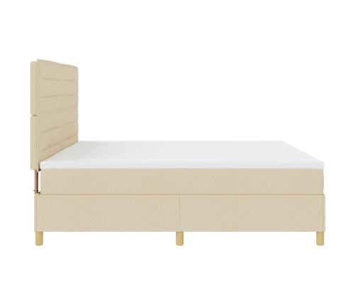 Cama con Somier y Colchón & LED Crema 200x200 cm Tela