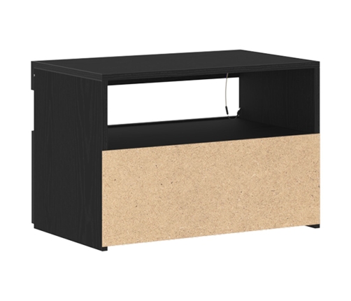 Mueble de TV  con luces LED Negro Roble 60x35x40 cm de madera