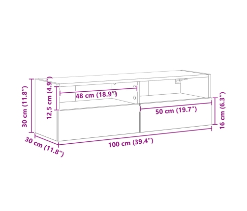 Gabinetes de TV  2 pcs Madera Vieja 100x30x30 cm Madera Elaborada