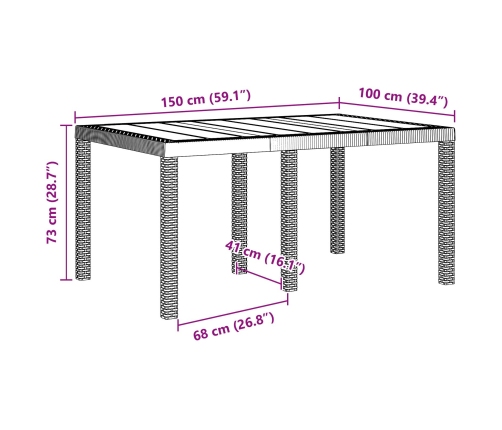 Juego de Comedor de Jardín de 5 Piezas con Cojines Rattan Gris Claro