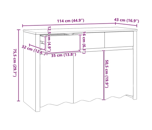 Buffet  ""DRAMMEN"" 114x43x75,5 cm de Madera Sólida de Pino