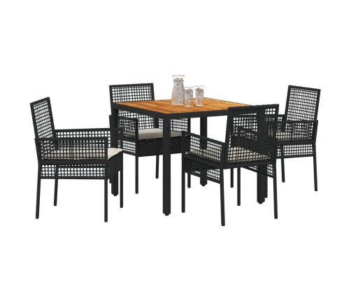 Juego de Comedor Set de 4 Negro Metal, Ratán Duradero