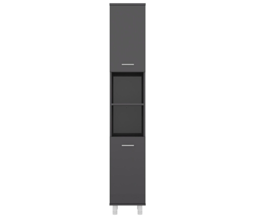 Armario de baño madera contrachapada gris brillo 30x30x179 cm