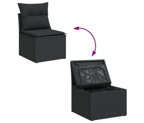 Set de Sofás de Jardín  Conjunto de 5 Negro Ratán