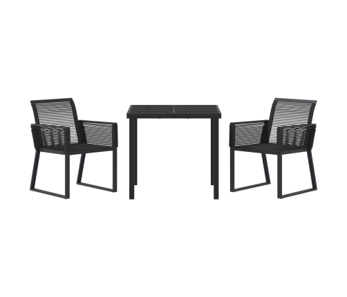 Juego de Comedor de Jardín de 3 Piezas  Negro Poliratán