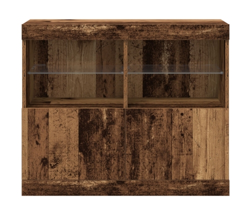 Aparador  con Luces LED Madera Vieja 81x37x67 cm