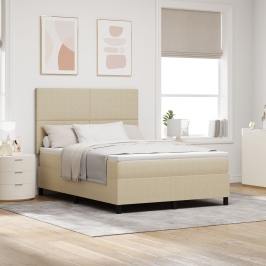 Cama con Base Tapizada con Colchón Verde Claro Gris 140x200 cm Tela de Corduroy