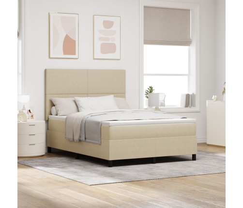 Cama con Base Tapizada con Colchón Verde Claro Gris 140x200 cm Tela de Corduroy