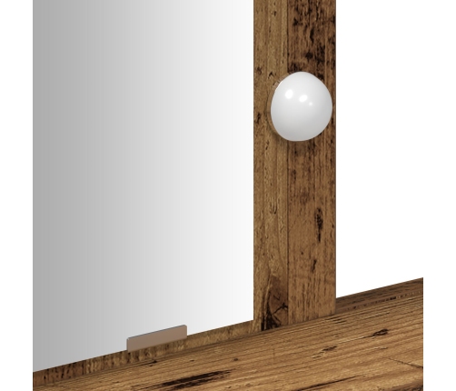 Mesa de Tocador  con Luces LED de Madera Vieja 100x41x140 cm