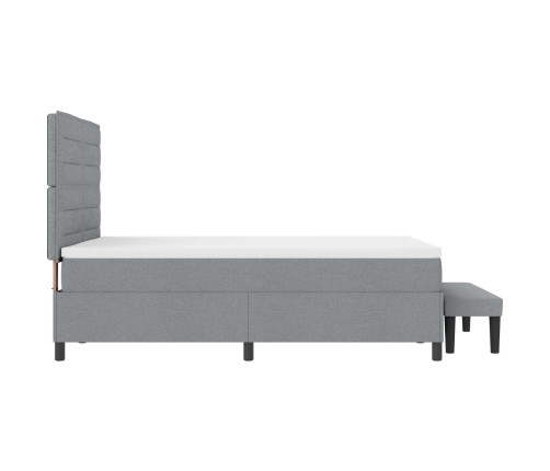 Cama con Base de Resortes con Colchón y Banco Gris Claro 140x190 cm Tela