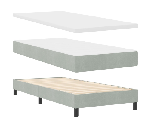 Cama con Somier  con Colchón Gris Claro 100x200 cm Terciopelo