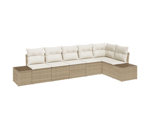 Conjunto de sofá de jardín  de 6 piezas con cojines Beige Poliratán