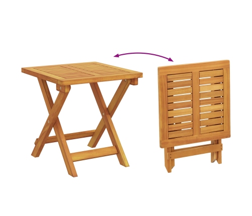 Tumbonas con ruedas  2 pcs con mesa y cojín de madera maciza de acacia