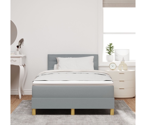 Cama Box Spring con Colchón y Luz LED Gris Claro 120x200 cm Tela
