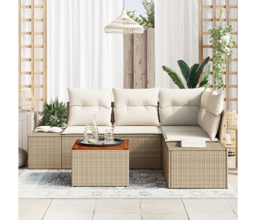 Conjunto de Sofá de Jardín  Juego de 5 Beige y crema