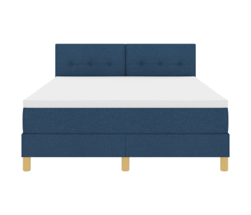 Cama Somier con Colchón Azul 140x190 cm Tela