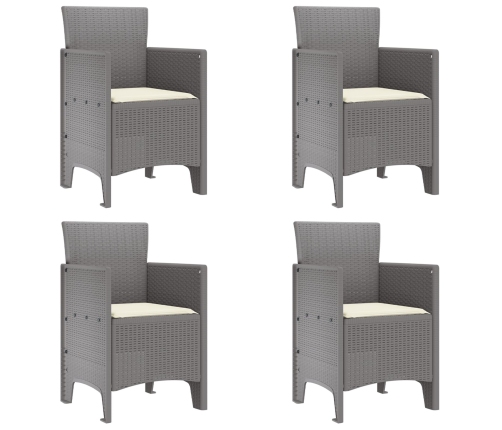Silla de jardín  Conjunto de 4 Gris claro con cojines de crema