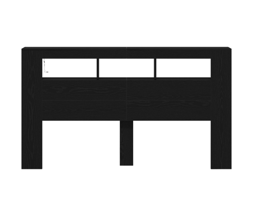 Cabezal de Almacenamiento  con Luces LED Roble Negro 180x18,5x103,5 cm