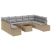 Juego de Sofás de Jardín Set de 10 Beige y gris Ratán Polietileno