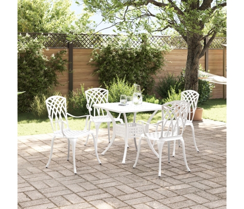 Conjunto de Comedor de Jardín de 5 Piezas  Blanco de Aluminio Fundido