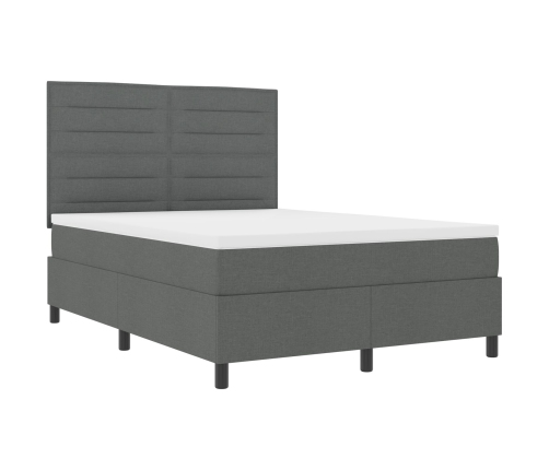 Cama con Somier  Gris Oscuro 140x190 cm Tela