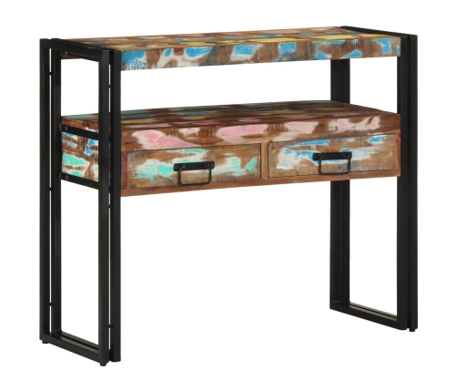 Mesas Auxiliares  Multicolor 90x33x75 cm de Madera Sólida Recuperada y Metal