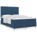 Cama con Base de Muelles Azul con Colchón 160x200 cm Tela