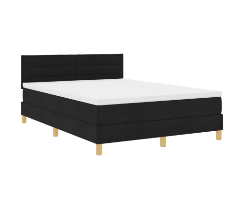 Cama Box Spring  con Colchón Negra 140x200 cm Tela