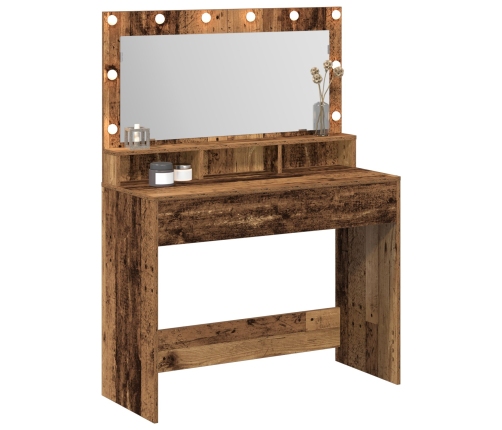 Mesa de Tocador con Luces LED - Madera Vintage - 100x41x135 cm