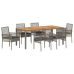 Set de Comedor de Jardín  de 7 piezas con Cojines Gris de Poliratán