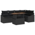 Conjunto de Sofás de Jardín  Set de 6 Negro Poliratán, Vidrio