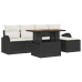 Conjunto de Comedor de Jardín de 6 Piezas con Cojines Negro Poliratán Acacia