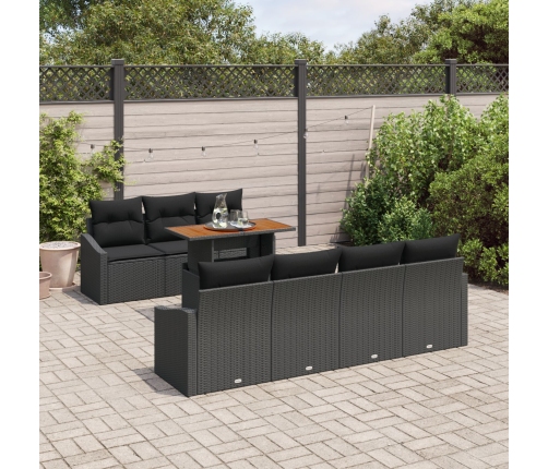 Set de Sofá de Jardín  Set de 8 Negro Poliratán