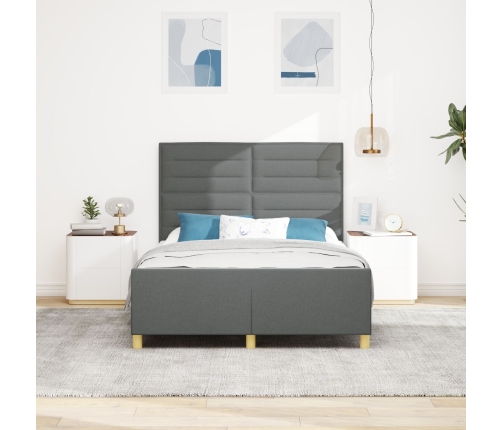 Estructura de Cama de Tela Gris Oscuro 140x200 cm