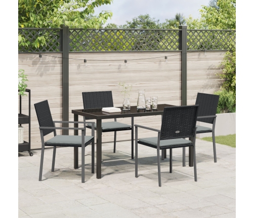 Juego de 3 Negro Rattan PE 54x62.5x89 cm Duradero
