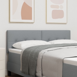 Cabecero  acolchado con botones gris claro de 140 cm en tela