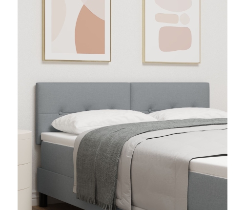 Cabecero  acolchado con botones gris claro de 140 cm en tela