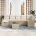Conjunto de Sofás de Jardín de 8 Piezas con Cojines Beige Ratán Poliéster