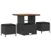 Set de Sofá de Jardín  de 9 Piezas con Cojines Negro Ratán Polipropileno Acacia, Set de Comedor de Jardín  de 3 Piezas con Cojines Negro Ratán Polipropileno Acacia