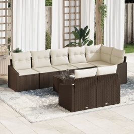 Conjunto de Sofá de Jardín Conjunto de 9 Beige, Marrón