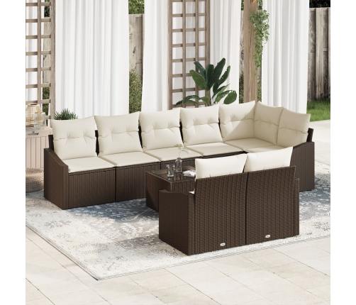 Conjunto de Sofá de Jardín Conjunto de 9 Beige, Marrón