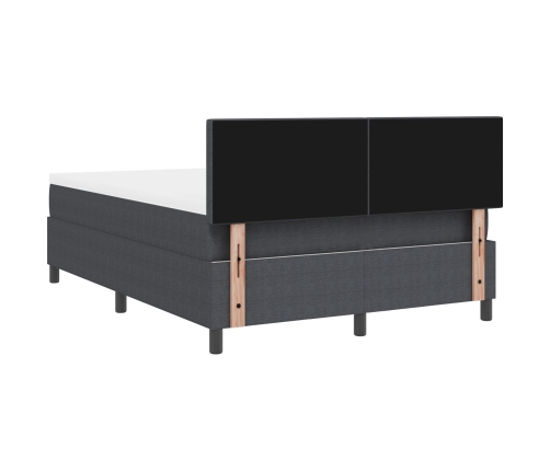 Cama con Base  con Colchón & Luz LED Gris Oscuro 140x200 cm Tela de Pana